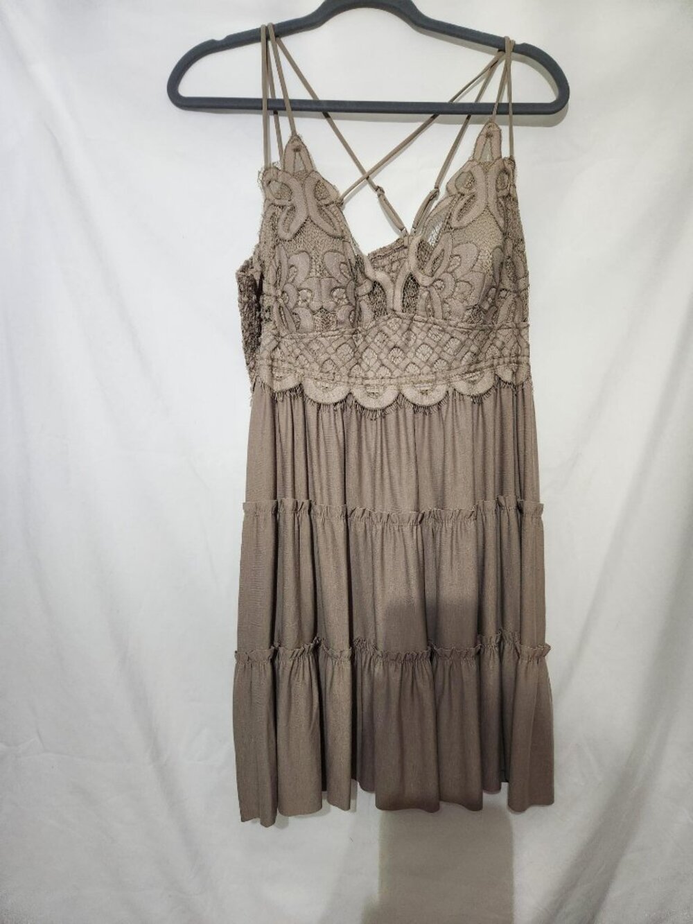 Zenana Taupe Lace Cami Tunic 2X Boho Layering Top Cottagecore